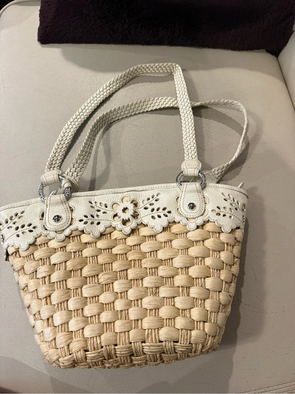 Brighton Woven Straw & Leather Tote Bag – Excellent Condition